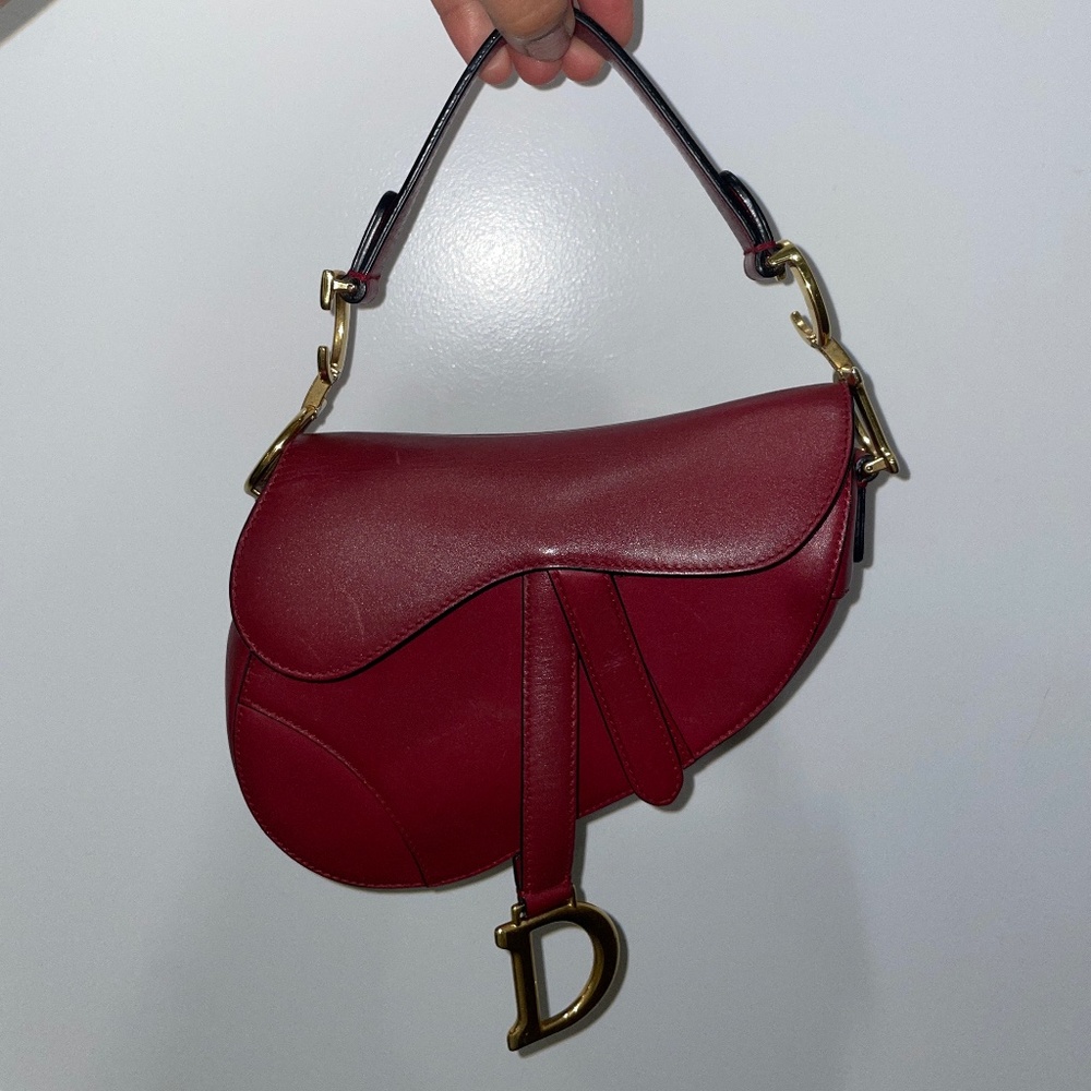 Christian Dior Saddle Hangbag Leather Mini